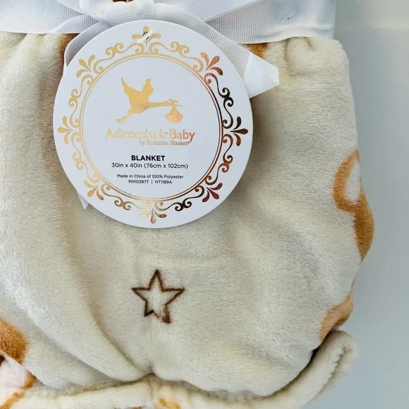 Adirondack Baby by Berkshire My Cozy Cream Baby Blanket Teddy Bears & Stars - Picture 6 of 13
